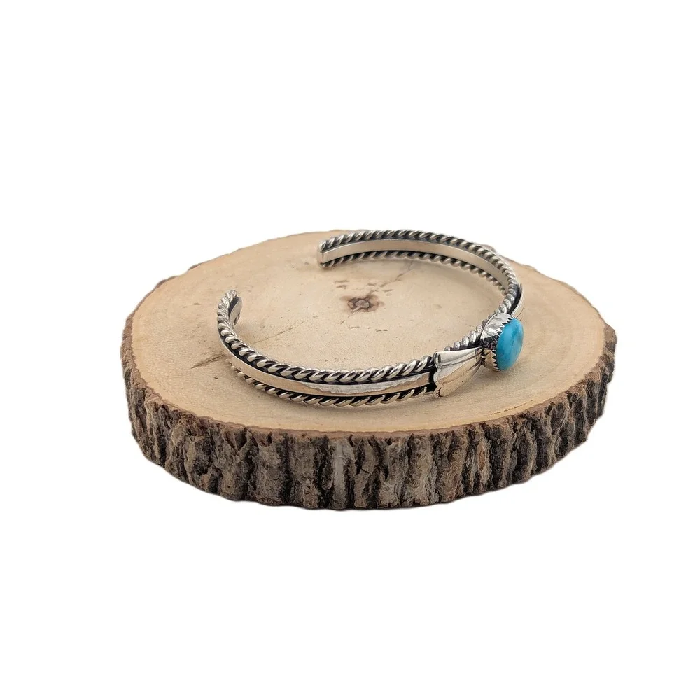 Navajo Silver Cuff Bracelet Turquoise‎ Jewelry for Women Sz 7.5 NA**
